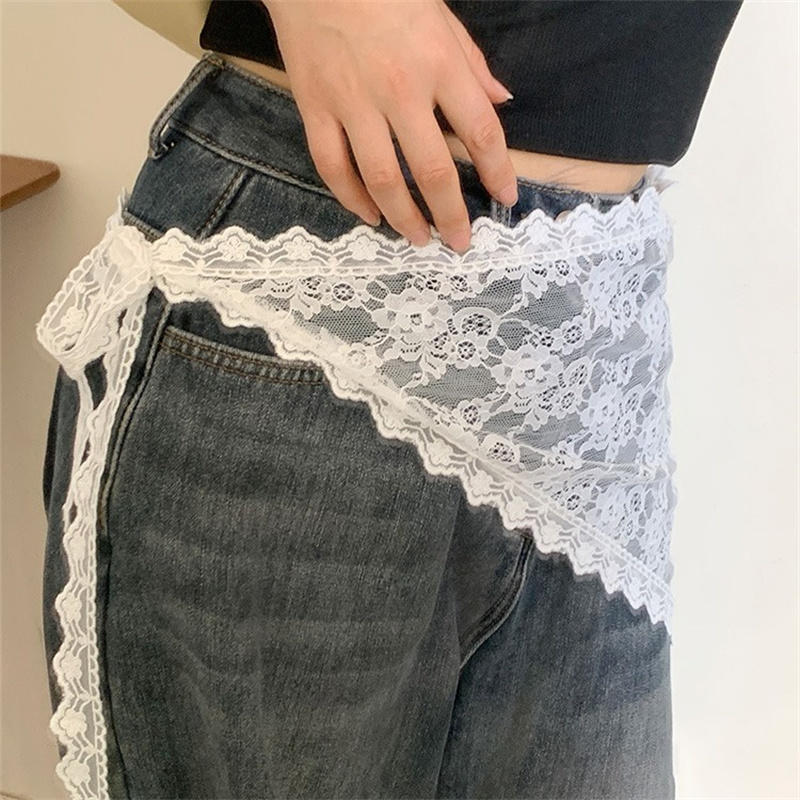 Lace Ribbon Trim - 삼각형 레이스 숏 스커트 하프 스커트
