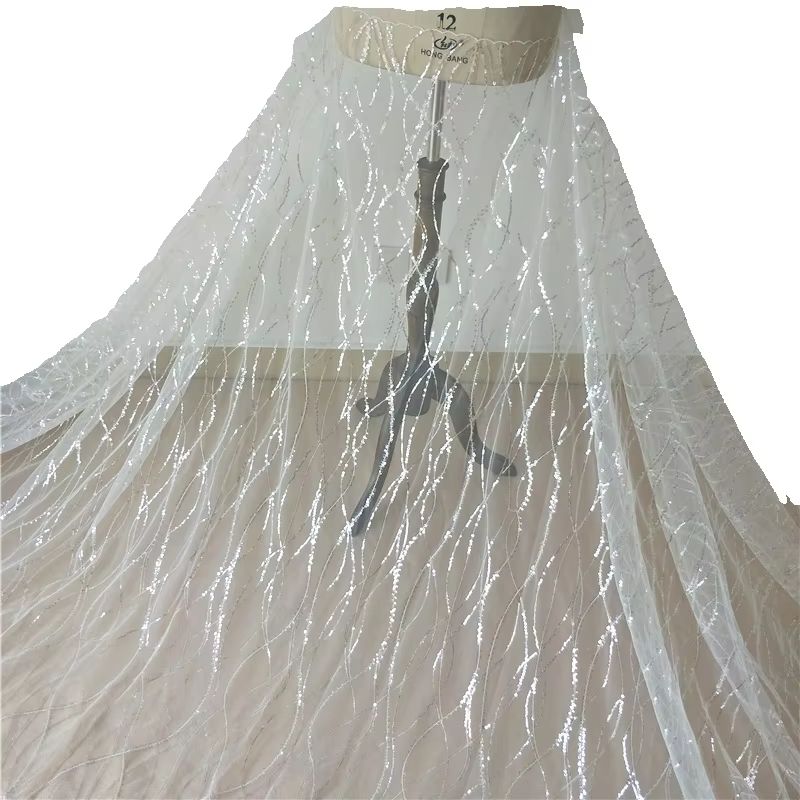 화이트 워터 웨이브 리본 스트라이프 자수 스팽글 레이스 - Lace Ribbon Trim 리뷰 및 가격