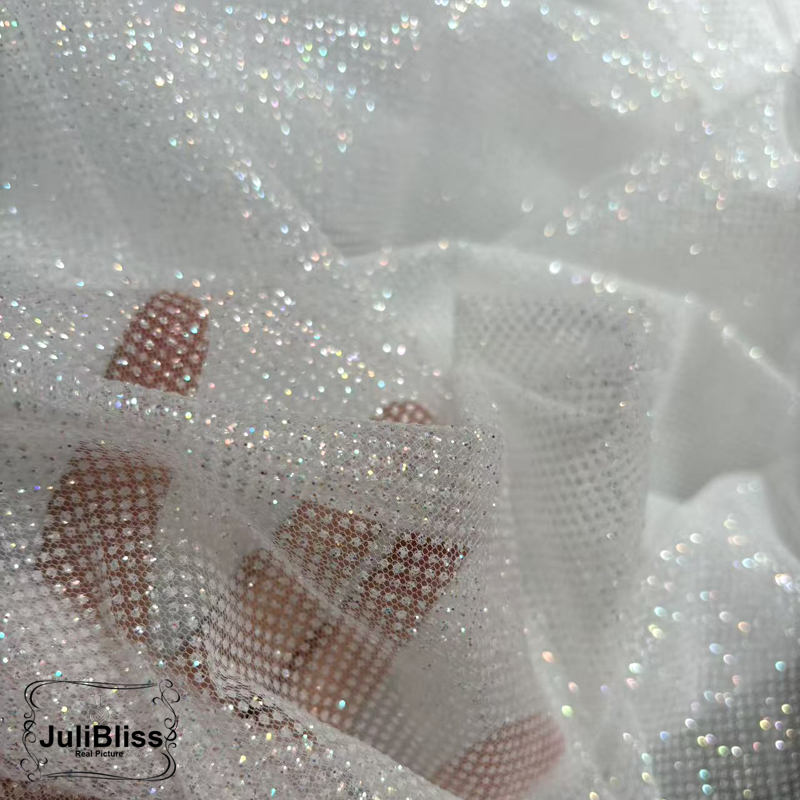 반짝이는 흰색 글리터 튤 원단과 다채로운 반짝이 레이스 - Sequin Fabric Panel 리뷰 및 가격